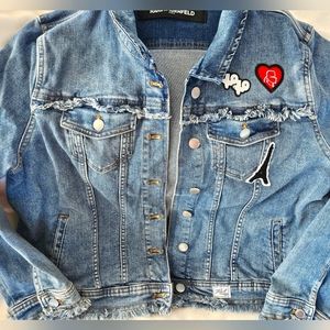 Karl Lagerfeld denim jacket size Large. Only worn once!